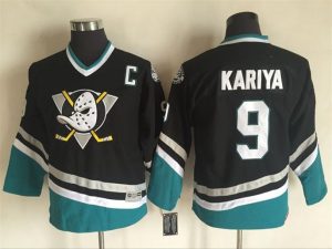 Boern-NHL-Anaheim-Ducks-Ishockey-Troeje-Retro-KARIYA-9-Sort