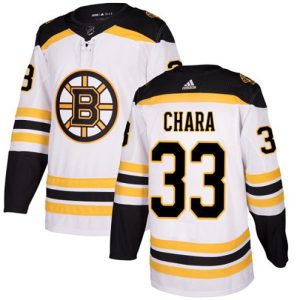 Boern-NHL-Boston-Bruins-Ishockey-Troeje-Zdeno-Chara-33-Authentic-Hvid-Ude