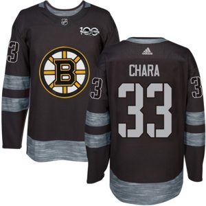 Boern-NHL-Boston-Bruins-Ishockey-Troeje-Zdeno-Chara-33-Authentic-Sort-1917-2017-100th-Anniversary