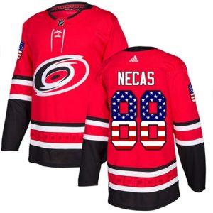 Boern-NHL-Carolina-Hurricanes-Ishockey-Troeje-Martin-Necas-88-Authentic-Roed-USA-Flag-Fashion