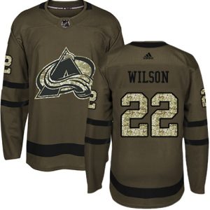 Boern-NHL-Colorado-Avalanche-Ishockey-Troeje-Colin-Wilson-22-Authentic-Groen-Salute-to-Service