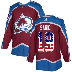 Boern-NHL-Colorado-Avalanche-Ishockey-Troeje-Joe-Sakic-19-Authentic-Burgundy-Roed-USA-Flag-Fashion