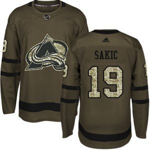 Boern-NHL-Colorado-Avalanche-Ishockey-Troeje-Joe-Sakic-19-Authentic-Groen-Salute-to-Service