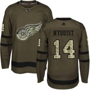 Boern-NHL-Detroit-Red-Wings-Ishockey-Troeje-Gustav-Nyquist-14-Camo-Groen-Authentic