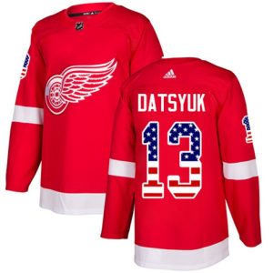 Boern-NHL-Detroit-Red-Wings-Ishockey-Troeje-Pavel-Datsyuk-13-Authentic-Roed-USA-Flag-Fashion