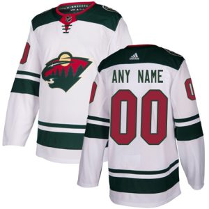 Boern-NHL-Minnesota-Wild-Ishockey-Troeje-Customized-Ude-Hvid-Authentic