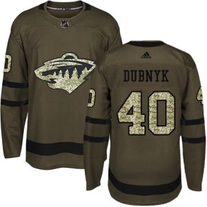Boern-NHL-Minnesota-Wild-Ishockey-Troeje-Devan-Dubnyk-40-Authentic-Groen-Salute-to-Service
