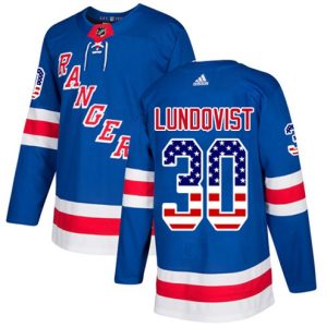 Boern-NHL-New-York-Rangers-Ishockey-Troeje-Henrik-Lundqvist-30-Authentic-Royal-Blaa-USA-Flag-Fashion