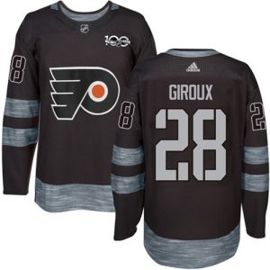 Boern-NHL-Philadelphia-Flyers-Ishockey-Troeje-Claude-Giroux-28-Authentic-Sort-1917-2017-100th-Anniversary