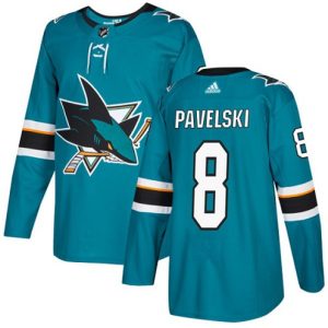 Boern-NHL-San-Jose-Sharks-Ishockey-Troeje-Joe-Pavelski-8-Authentic-Teal-Groen-Hjemme