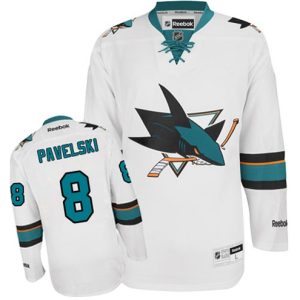 Boern-NHL-San-Jose-Sharks-Ishockey-Troeje-Joe-Pavelski-8-Reebok-Hvid-Ude