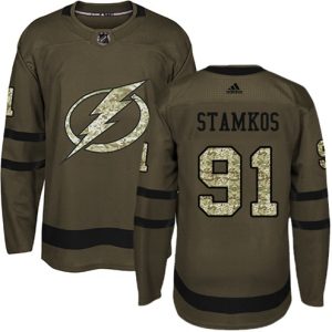 Boern-NHL-Tampa-Bay-Lightning-Ishockey-Troeje-Steven-Stamkos-91-Authentic-Groen-Salute-to-Service