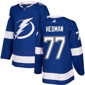 Boern-NHL-Tampa-Bay-Lightning-Ishockey-Troeje-Victor-Hedman-77-Authentic-Royal-Blaa-Hjemme