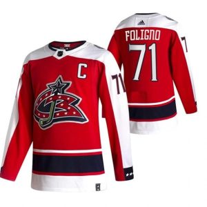 Maend-Columbus-Blue-Jackets-Troeje-Nick-Foligno-71-2022-Reverse-Retro-Roed-Authentic