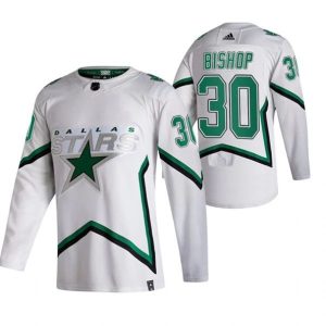 Maend-Dallas-Stars-Troeje-Ben-Bishop-30-2022-Reverse-Retro-Hvid-Authentic