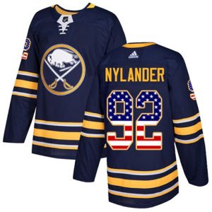 Maend-NHL-Buffalo-Sabres-Troeje-Alexander-Nylander-92-Authentic-Navy-Blaa-USA-Flag-Fashion