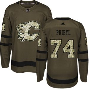 Maend-NHL-Calgary-Flames-Troeje-Daniel-Pribyl-74-Authentic-Groen-Salute-to-Service