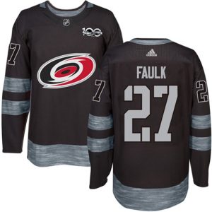 Maend-NHL-Carolina-Hurricanes-Troeje-Justin-Faulk-27-Authentic-Sort-1917-2017-100th-Anniversary