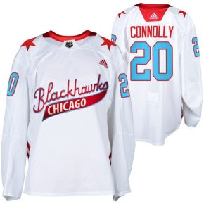 Maend-NHL-Chicago-Blackhawks-Troeje-Brett-Connolly-20-Hvid-2021-One-Community-Night