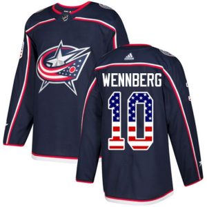 Maend-NHL-Columbus-Blue-Jackets-Troeje-Alexander-Wennberg-10-Authentic-Navy-Blaa-USA-Flag-Fashion