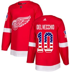 Maend-NHL-Detroit-Red-Wings-Troeje-Alex-Delvecchio-10-Authentic-Roed-USA-Flag-Fashion
