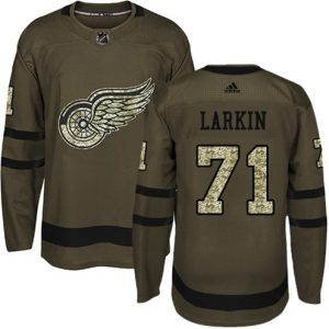 Maend-NHL-Detroit-Red-Wings-Troeje-Dylan-Larkin-71-Authentic-Groen-Salute-to-Service