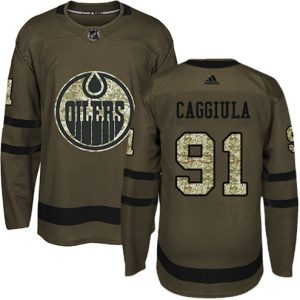 Maend-NHL-Edmonton-Oilers-Troeje-Drake-Caggiula-91-Authentic-Groen-Salute-to-Service