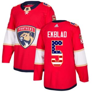 Maend-NHL-Florida-Panthers-Troeje-Aaron-Ekblad-5-Authentic-Roed-USA-Flag-Fashion