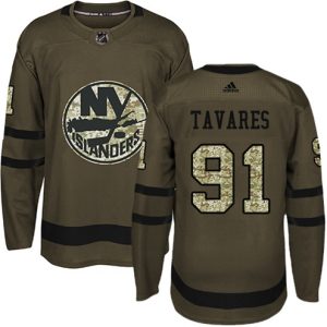 Maend-NHL-New-York-Islanders-Troeje-John-Tavares-91-Authentic-Groen-Salute-to-Service
