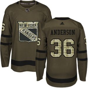 Maend-NHL-New-York-Rangers-Troeje-Glenn-Anderson-36-Authentic-Groen-Salute-to-Service