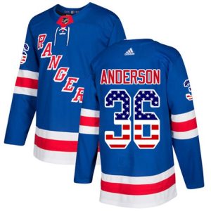 Maend-NHL-New-York-Rangers-Troeje-Glenn-Anderson-36-Authentic-Royal-Blaa-USA-Flag-Fashion