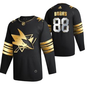 Maend-NHL-San-Jose-Sharks-Troeje-Brent-Burns-88-Sort-2021-Golden-Edition-Limited-Authentic