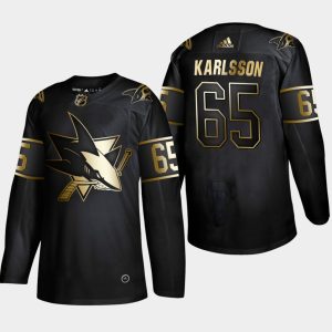 Maend-NHL-San-Jose-Sharks-Troeje-Erik-Karlsson-65-2019-Golden-Edition-Sort-Authentic-Player