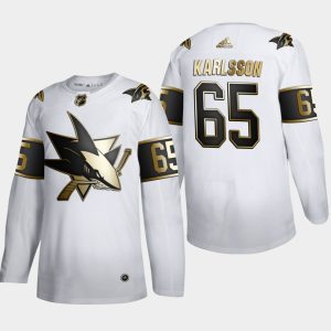 Maend-NHL-San-Jose-Sharks-Troeje-Erik-Karlsson-65-Golden-Edition-Hvid-Authentic