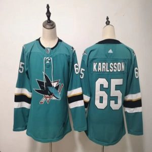 Maend-NHL-San-Jose-Sharks-Troeje-Erik-Karlsson-65-Teal-Authentic