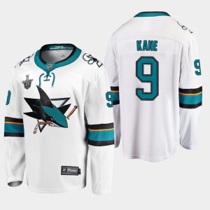 Maend-NHL-San-Jose-Sharks-Troeje-Evander-Kane-9-Hvid-2019-Stanley-Cup-Playoffs-Ude-Player