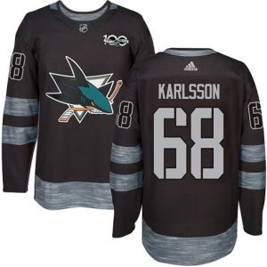 Maend-NHL-San-Jose-Sharks-Troeje-Melker-Karlsson-68-Authentic-Sort-1917-2017-100th-Anniversary