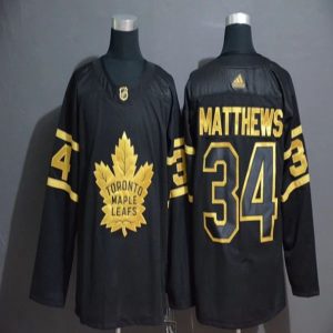 Maend-NHL-Toronto-Maple-Leafs-Troeje-Auston-Matthews-34-2018-19-Sort-Authentic