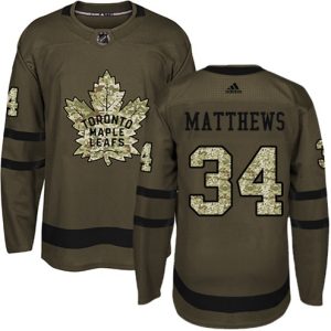 Maend-NHL-Toronto-Maple-Leafs-Troeje-Auston-Matthews-34-Authentic-Groen-Salute-to-Service