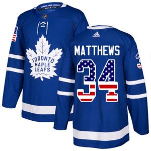 Maend-NHL-Toronto-Maple-Leafs-Troeje-Auston-Matthews-34-Authentic-Royal-Blaa-USA-Flag-Fashion