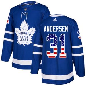 Maend-NHL-Toronto-Maple-Leafs-Troeje-Grant-Fuhr-31-Authentic-Royal-Blaa-USA-Flag-Fashion