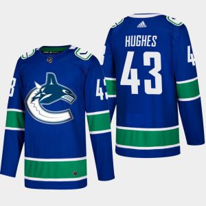 Maend-NHL-Vancouver-Canucks-Troeje-Quinn-Hughes-43-Hjemme-Blaa-Authentic-Player