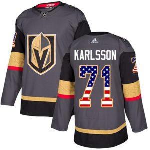 Maend-NHL-Vegas-Golden-Knights-Troeje-William-Karlsson-71-Authentic-Graa-USA-Flag-Fashion