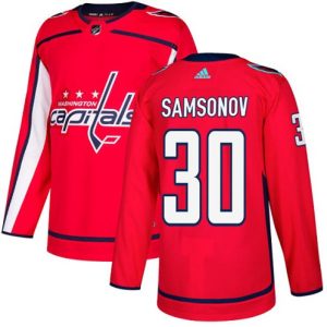 Maend-NHL-Washington-Capitals-Troeje-Ilya-Samsonov-30-Authentic-Roed-Hjemme