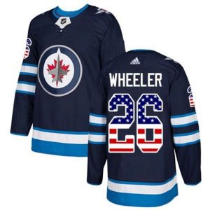 Maend-NHL-Winnipeg-Jets-Troeje-Blake-Wheeler-26-Navy-USA-Flag-Fashion-Authentic