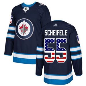 Maend-NHL-Winnipeg-Jets-Troeje-Mark-Scheifele-55-Navy-USA-Flag-Fashion-Authentic