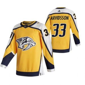 Maend-Nashville-Predators-Troeje-Viktor-Arvidsson-33-2022-Reverse-Retro-Gul-Authentic