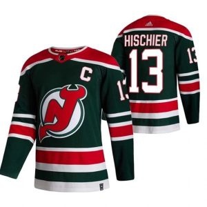 Maend-New-Jersey-Devils-Troeje-Nico-Hischier-13-2022-Reverse-Retro-Groen-Authentic