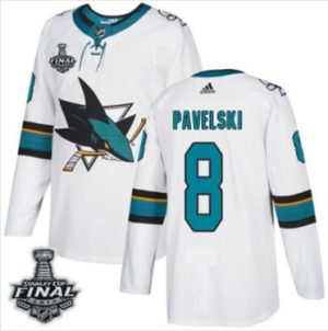 Maend-Sharks-8-Joe-Pavelski-Hvid-2019-Stanley-Cup-Final-Stitched