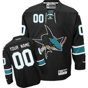 NHL-San-Jose-Sharks-Tilpasset-Troeje-Reebok-Third-Sort-Authentic